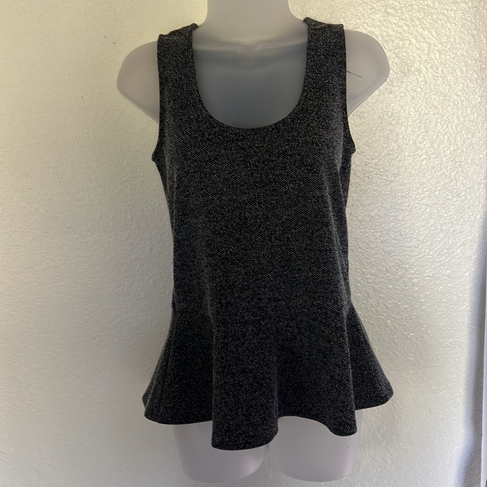 XS Tweed Peplum Tank Top Classic Workwear Core Minimalist Office Chic - Picture 4 of 5